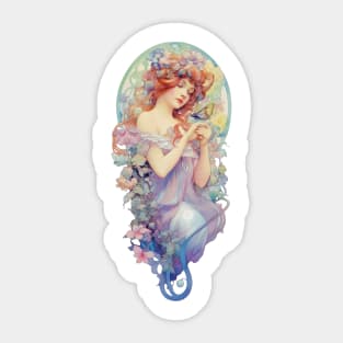 Art Nouveau Flower Fairy 05 Sticker